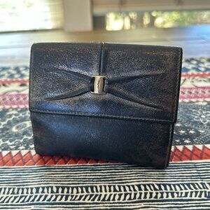 Salvatore Ferragamo Silver Navy Ombre Vintage Compact Wallet